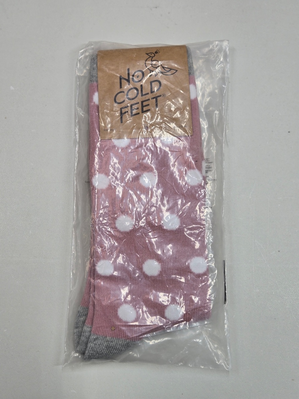 NWT NO COLD FEET Dusty Rose With White Polka Dot Socks Small 8580 - Picture 4 of 9